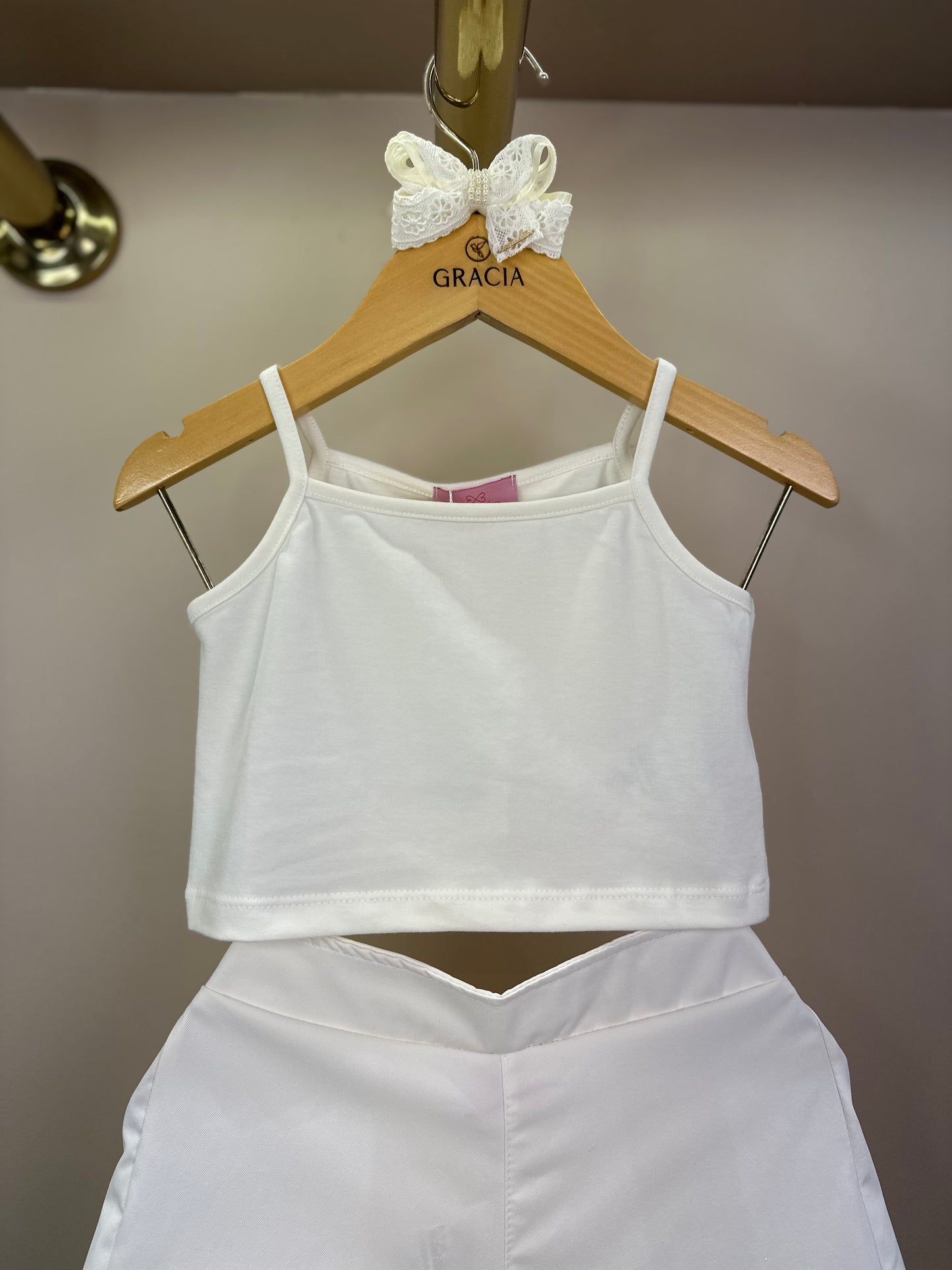 Conjunto Infantil Camisa Laise 3D com Barrado e Shorts Alfaiataria - Luluzinha