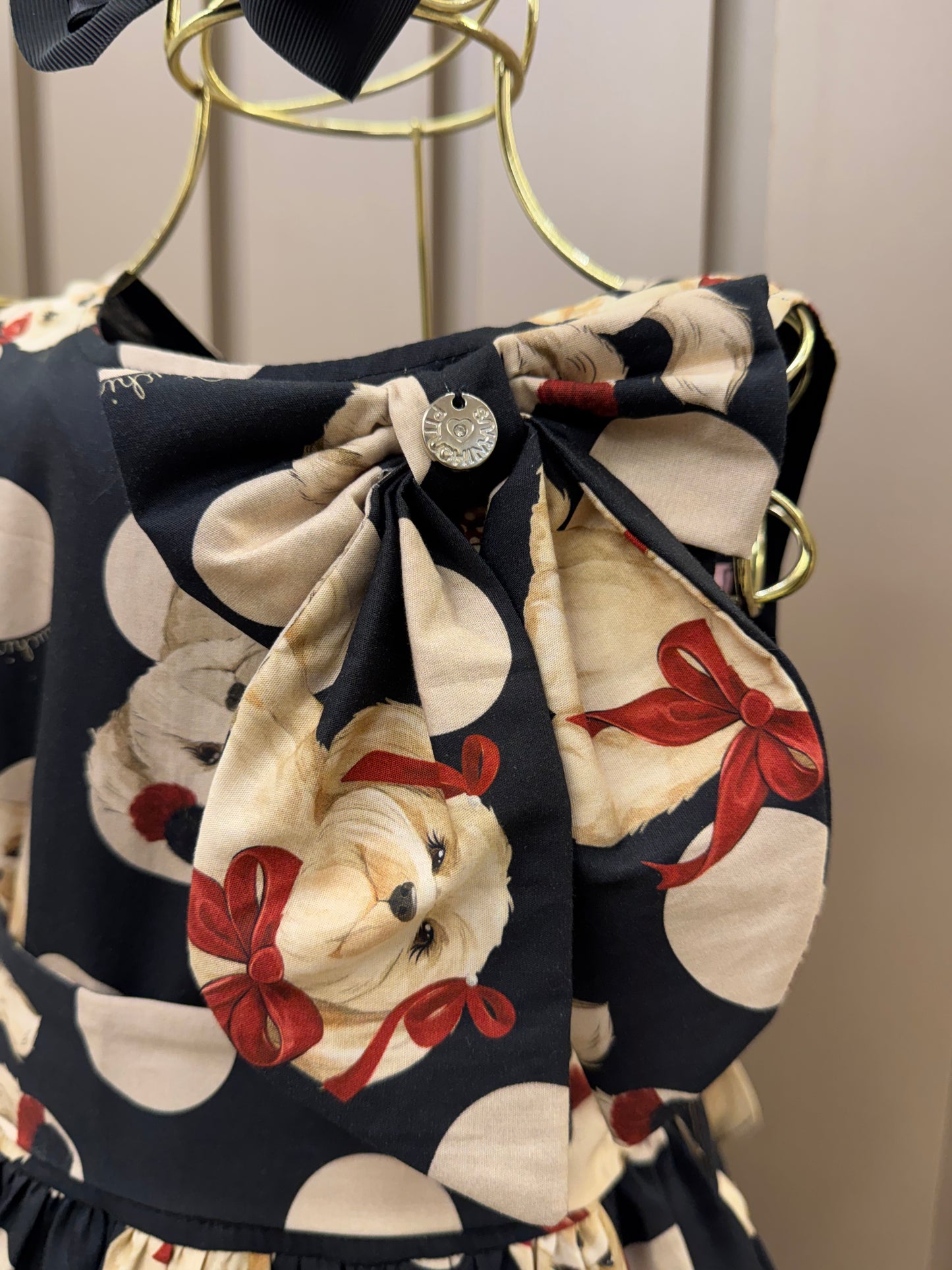 Vestido Algodão Cachorrinhos & Lacinhos Preto - Pituchinhus