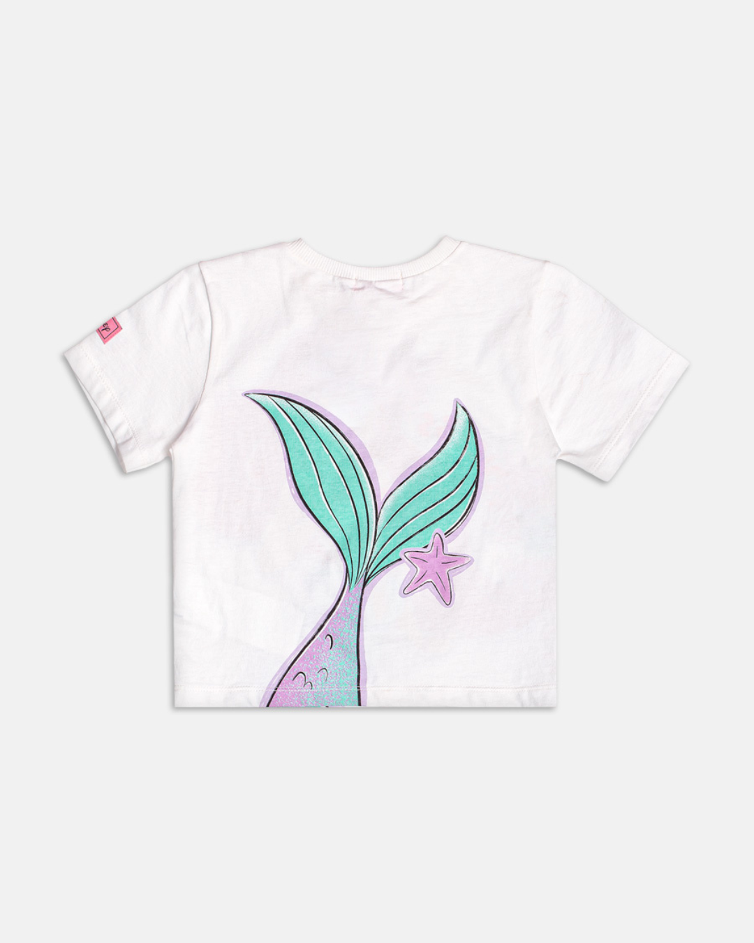 Conjunto Infantil Blusa Ariel Strass e Shorts Jeans Calda Paetês - Momi