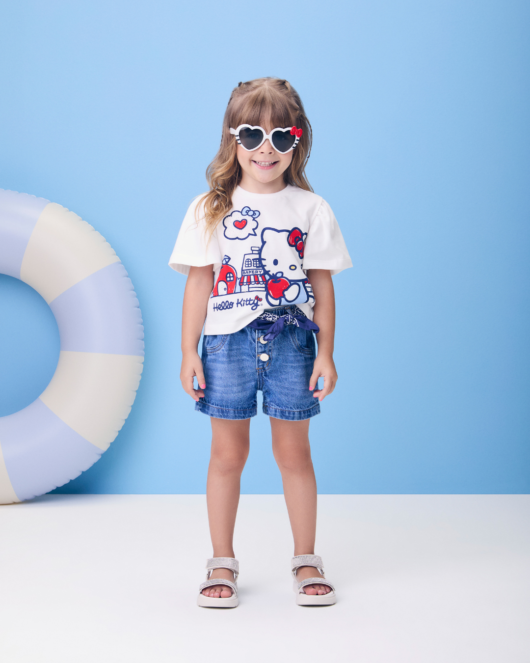 Blusa Infantil Hello Kitty Azul Strass - Momi
