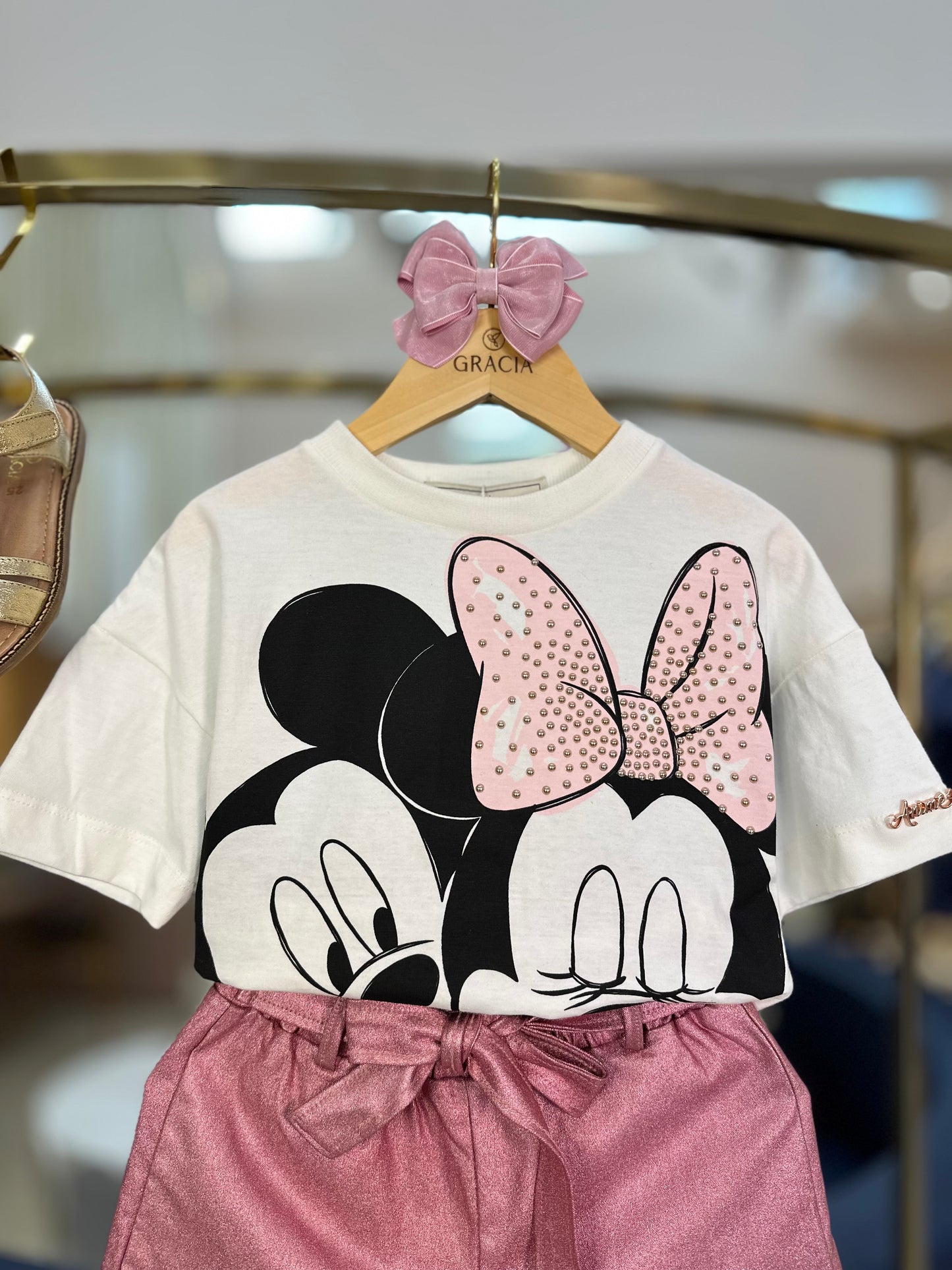 Shorts Infantil Metalizado Clássico Rose - Animê