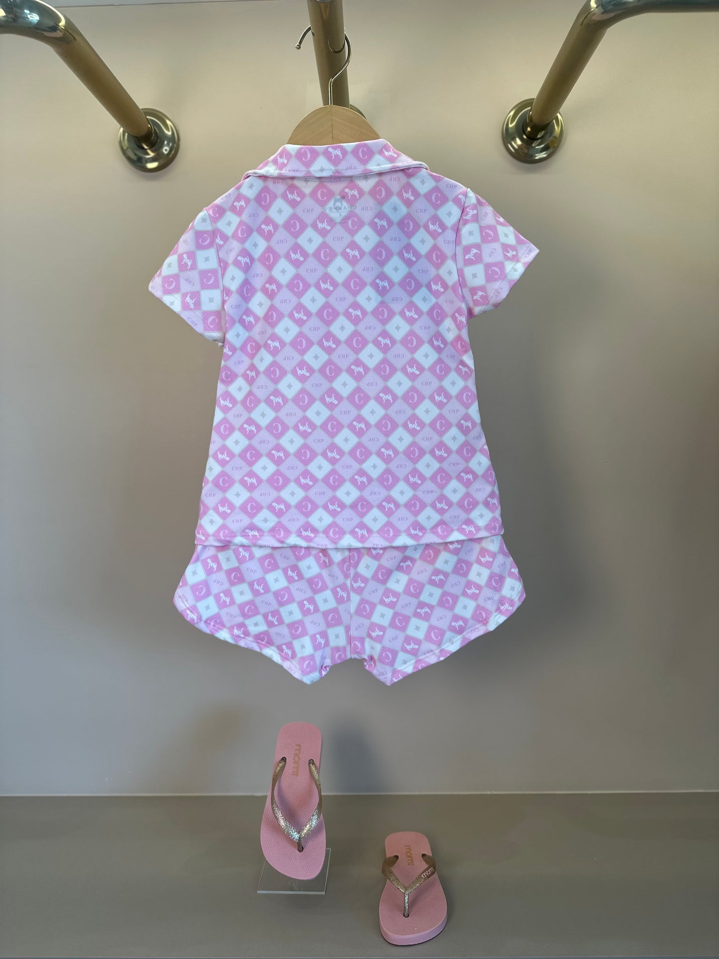 Pijama Infantil Camisa e Shorts Suede Rosa - Charpey