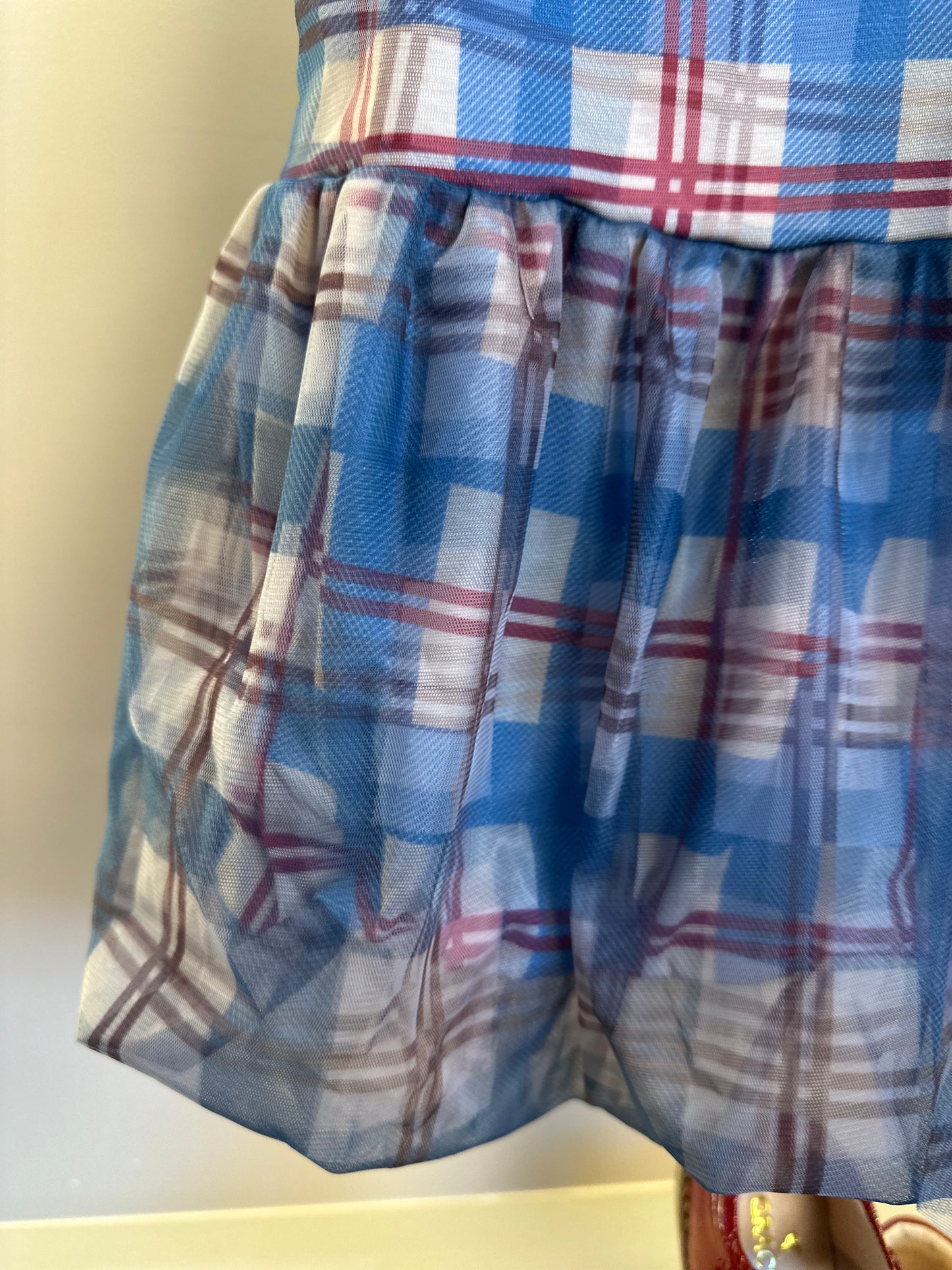 Vestido Infantil Tule Balonê Tartan Xadrez - Animê