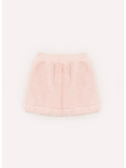 Conjunto Infantil Blusa e Saia-Shorts Pelinho Bordado Pérolas e Cristais - Pituchinhus