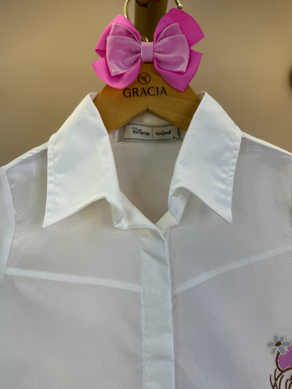 Conjunto Infantil Camisa Minnie Flores e Shorts-saia Sarja Rosa Girly - Animê Petite