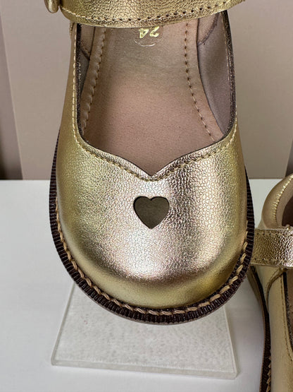 Sapato Infantil Couro Estela Dourado - Gracia