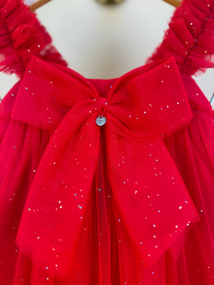 Vestido Infantil Tule Glitter e Laço Festa - Petit Cherie