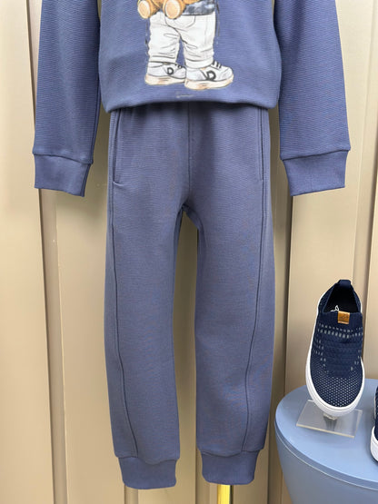 Conjunto Infantil Blusa e Calça Malha Texturizada Teddy Mochila Denim - Dame