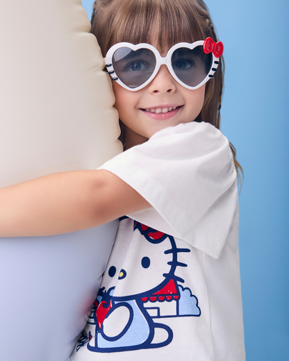 Blusa Infantil Hello Kitty Azul Strass - Momi