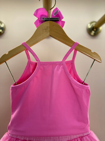 Conjunto Infantil Blusa Light Cristais Barbie e Saia Babados Patche Barbie Rosa Ópera - Pituchinhus