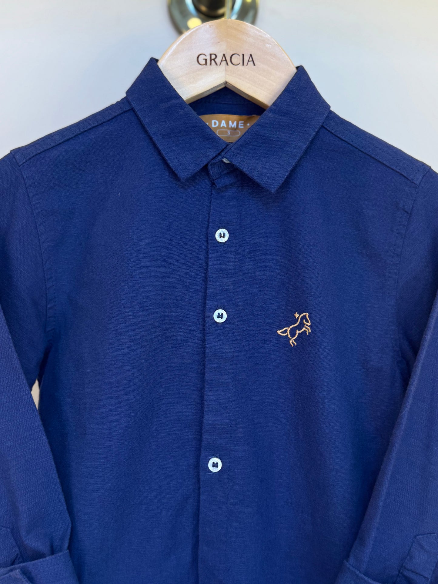 Camisa de linho marinho - Dame