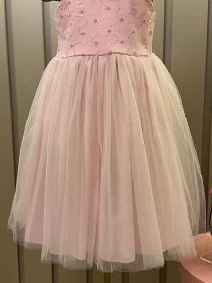 Vestido Infantil Festa com Capa Tule Bordado Rosa - Petit Cherie