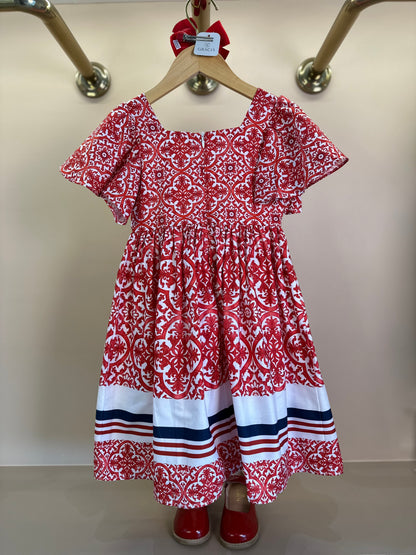 Vestido Infantil Midi Estampa DG Vermelho - Um Mais Um