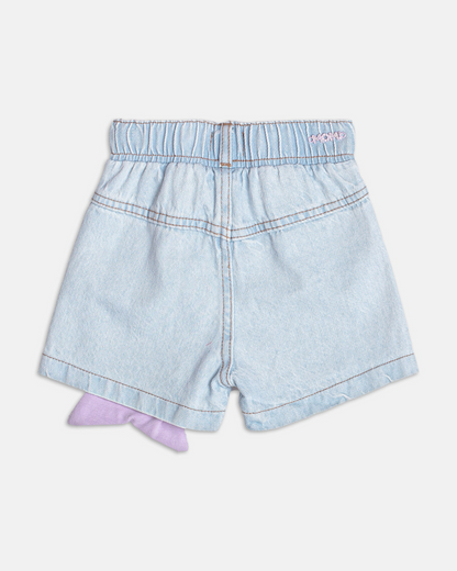 Conjunto Infantil Blusa Ariel Strass e Shorts Jeans Calda Paetês - Momi