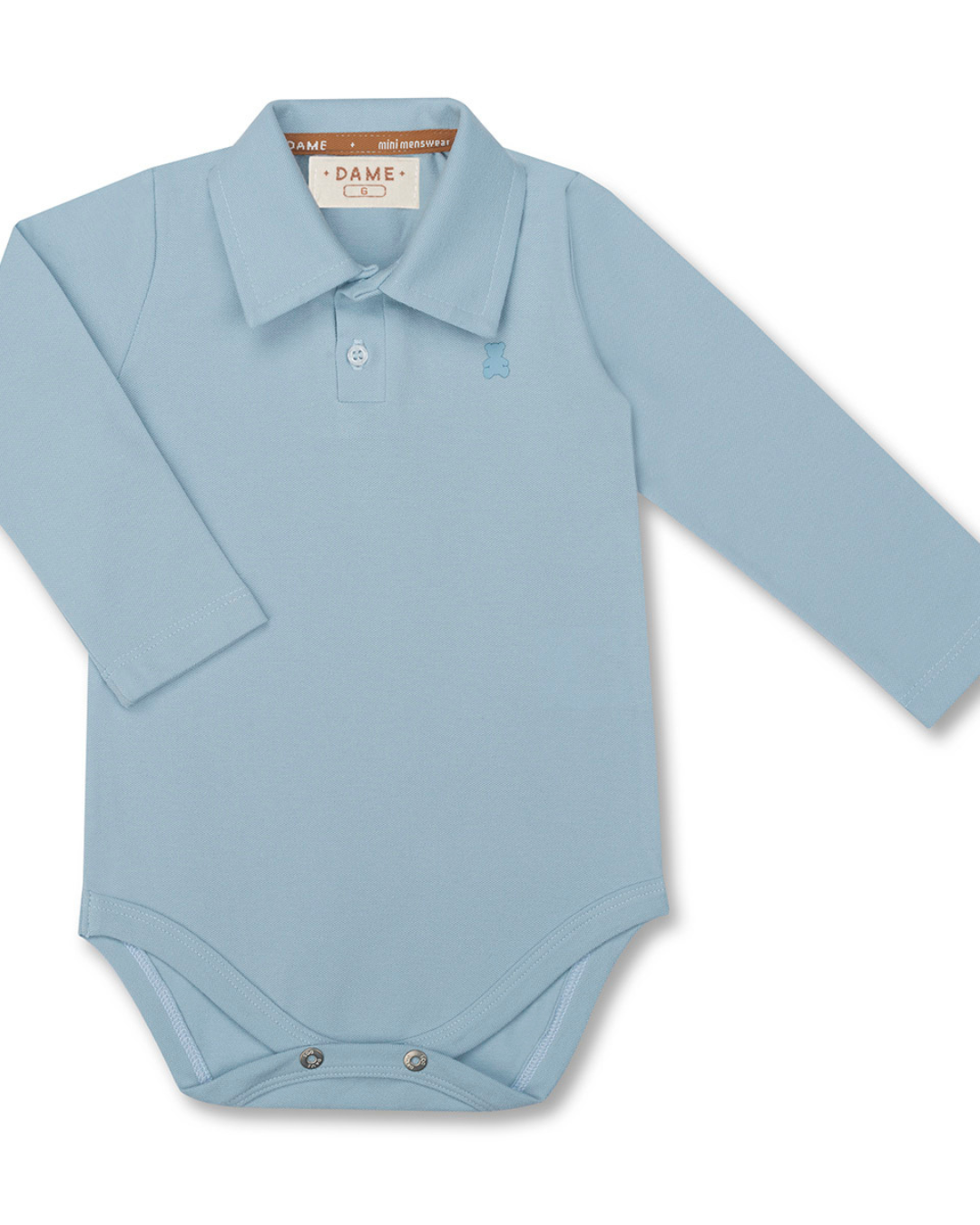 Conjunto Bebê Polo-Body Piquet Algodão ML Azul e Bermuda Moletom Algodão Profundo - Dame