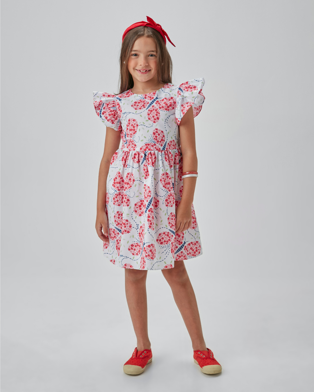 Vestido Infantil Algodão Rodado Estampado Detalhe nas Costas - Beabá