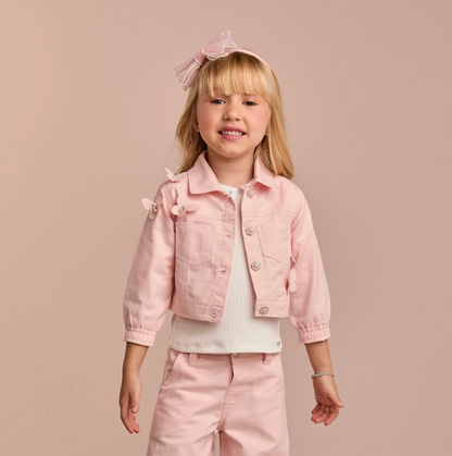 Jaqueta Infantil Sarja Rosa com Borboletas - Gabriela Aquarela