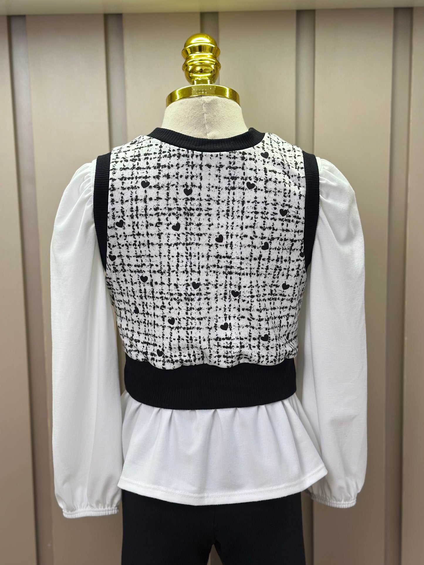 Conjunto Infantil Trio Blusa Comfy, Colete Tweed Molecotton e Legging Fly Tech Preta  - Infanti