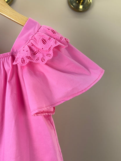 Conjunto Infantil Blusa Mangas Amplas Estampa Tomates e Shorts Saia Rosa - Animê