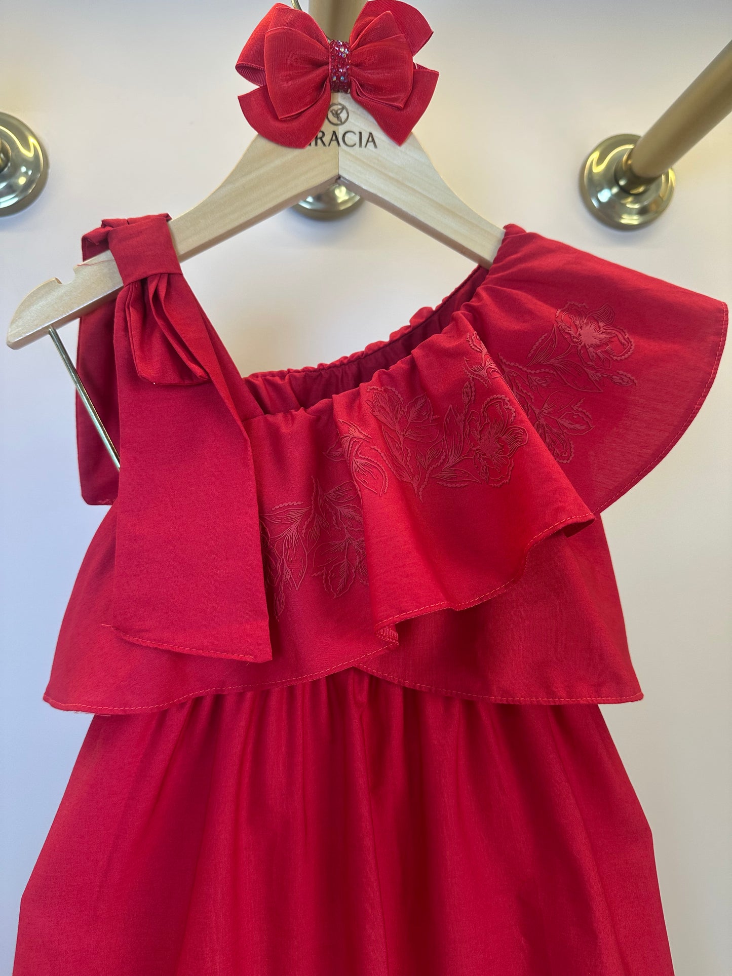 Vestido Infantil Algodão Babados Vermelho - Charpey