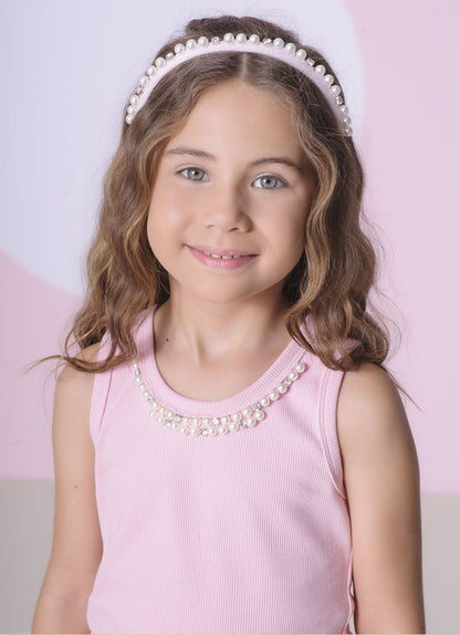 Regata Infantil Pérolas & Cristais Rosa Gelado - Pituchinhus