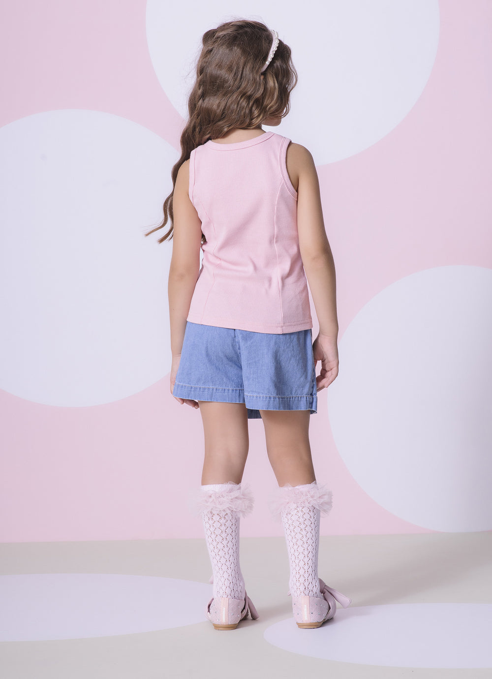 Regata Infantil Pérolas & Cristais Rosa Gelado - Pituchinhus