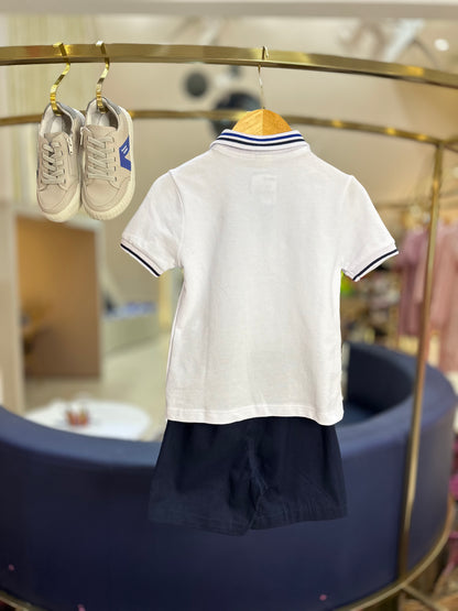 Conjunto Infantil Polo Piquet Retilínea e Bermuda Marinho - Beabá