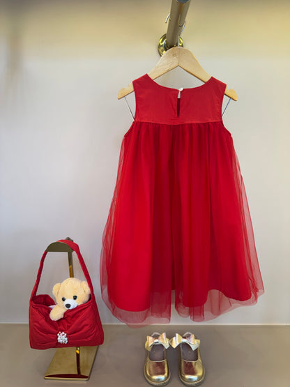Vestido Infantil Festa Tule Lacinhos Bordados - Pituchinhus