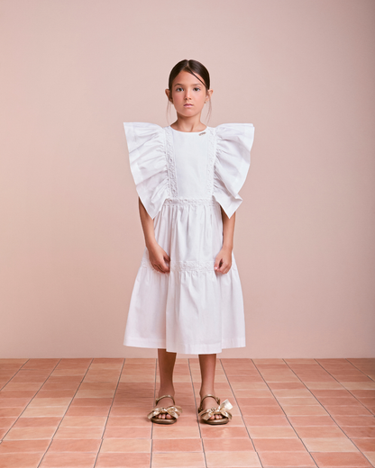 Vestido Infantil Festa Babados Off White - Animê