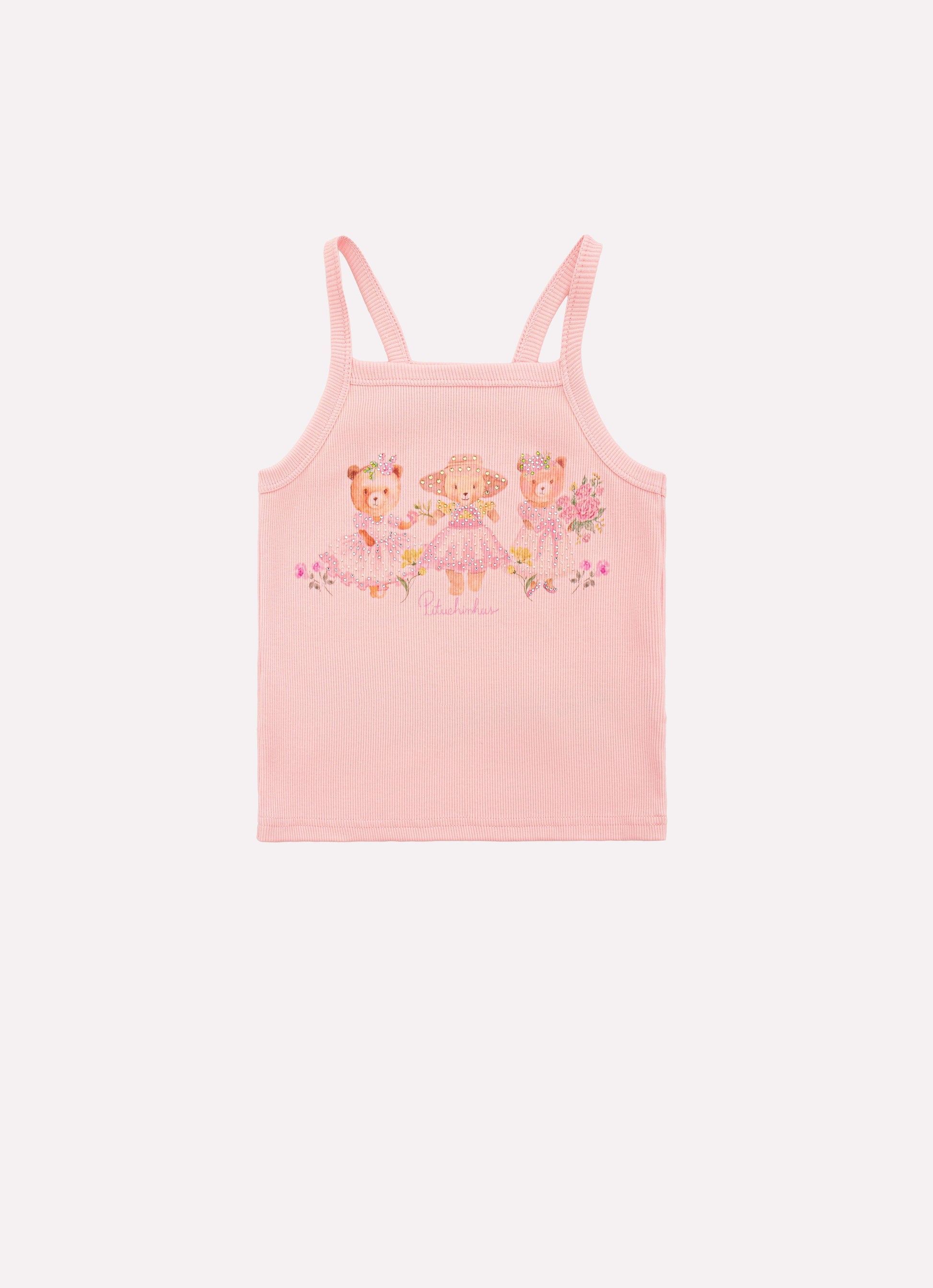 Blusa 3 Ursinhas Flores Cristais - Pituchinhus - Gracia