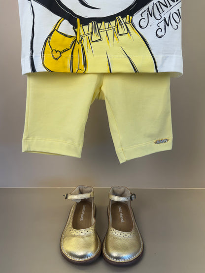 Conjunto Infantil Blusa Minnie Mouse e Shorts Legging Amarelo - Animê