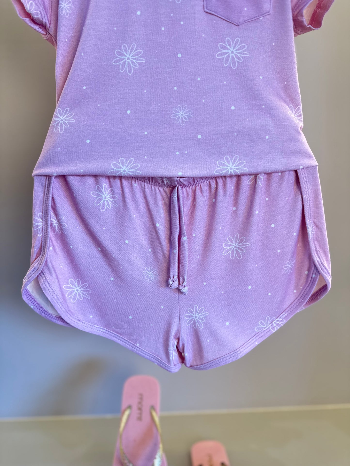 Pijama Infantil Comfy Blusa MC e Shorts Flower Rosa - Conforteca