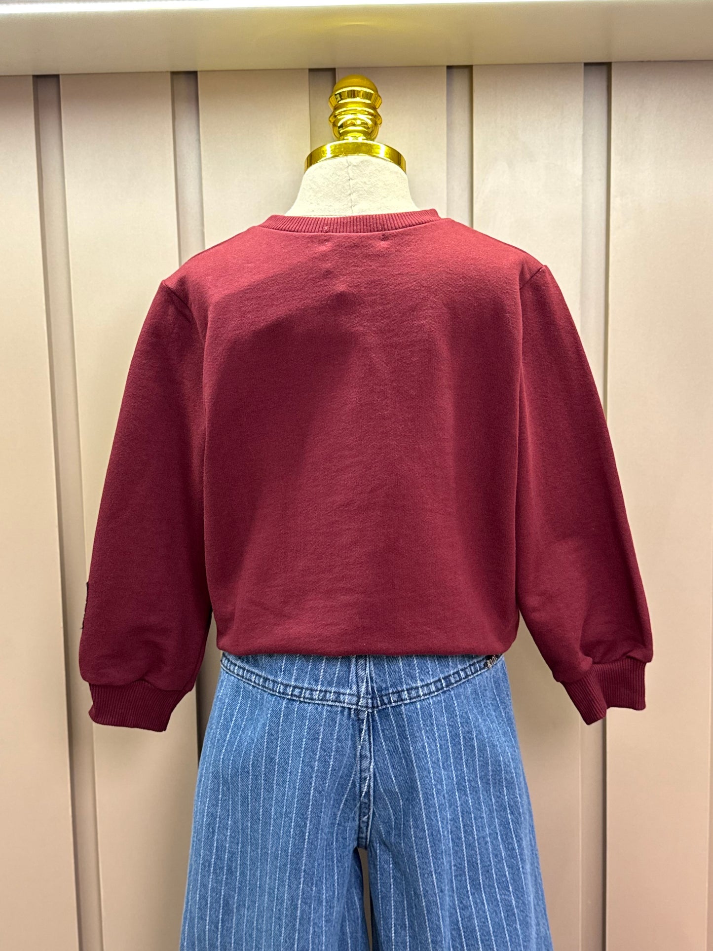 Conjunto Infantil Casaco  Over Hello Kitty Cranberry Juice e Calça Jeans Listrada Cós Duplo - Momi