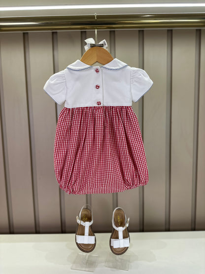 Pimpão Bebê Clássico Algodão Coraline Vichy Vermelho - Gracia