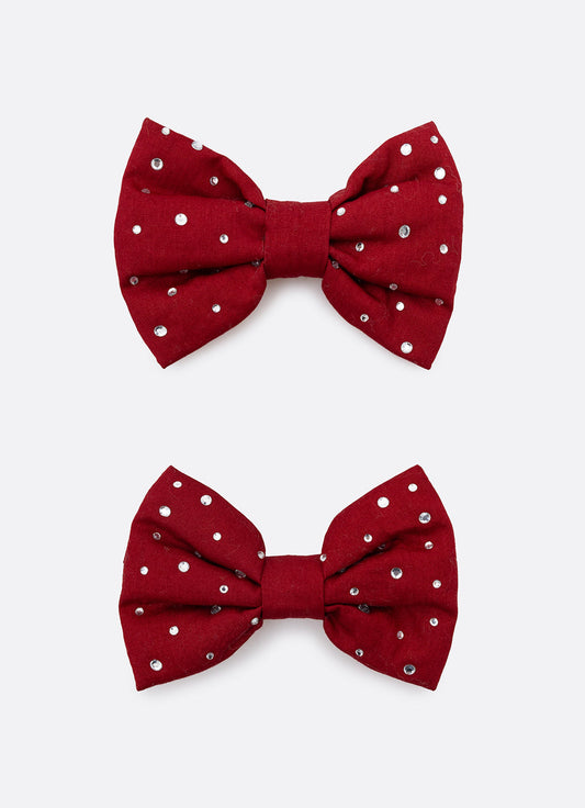 Presilha Infantil Laço Puffer Cristais Bala de Cereja - Pituchinhus PRÉ-VENDA