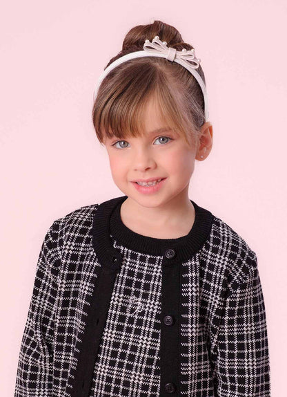 Arquinho Infantil Duplo Courino Laço & Pérolas Off White - Pituchinhus