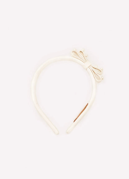 Arquinho Infantil Duplo Courino Laço & Pérolas Off White - Pituchinhus