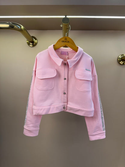 Casaco Infantil Strass Rosa - Luluzinha