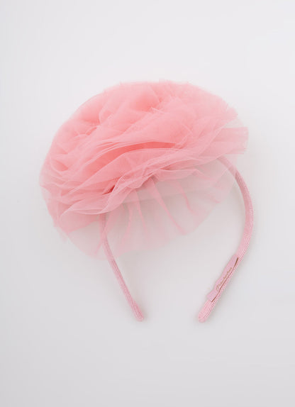 Arquinho Infantil Maxi Flor Tule Rosa Baby - Pituchinhus