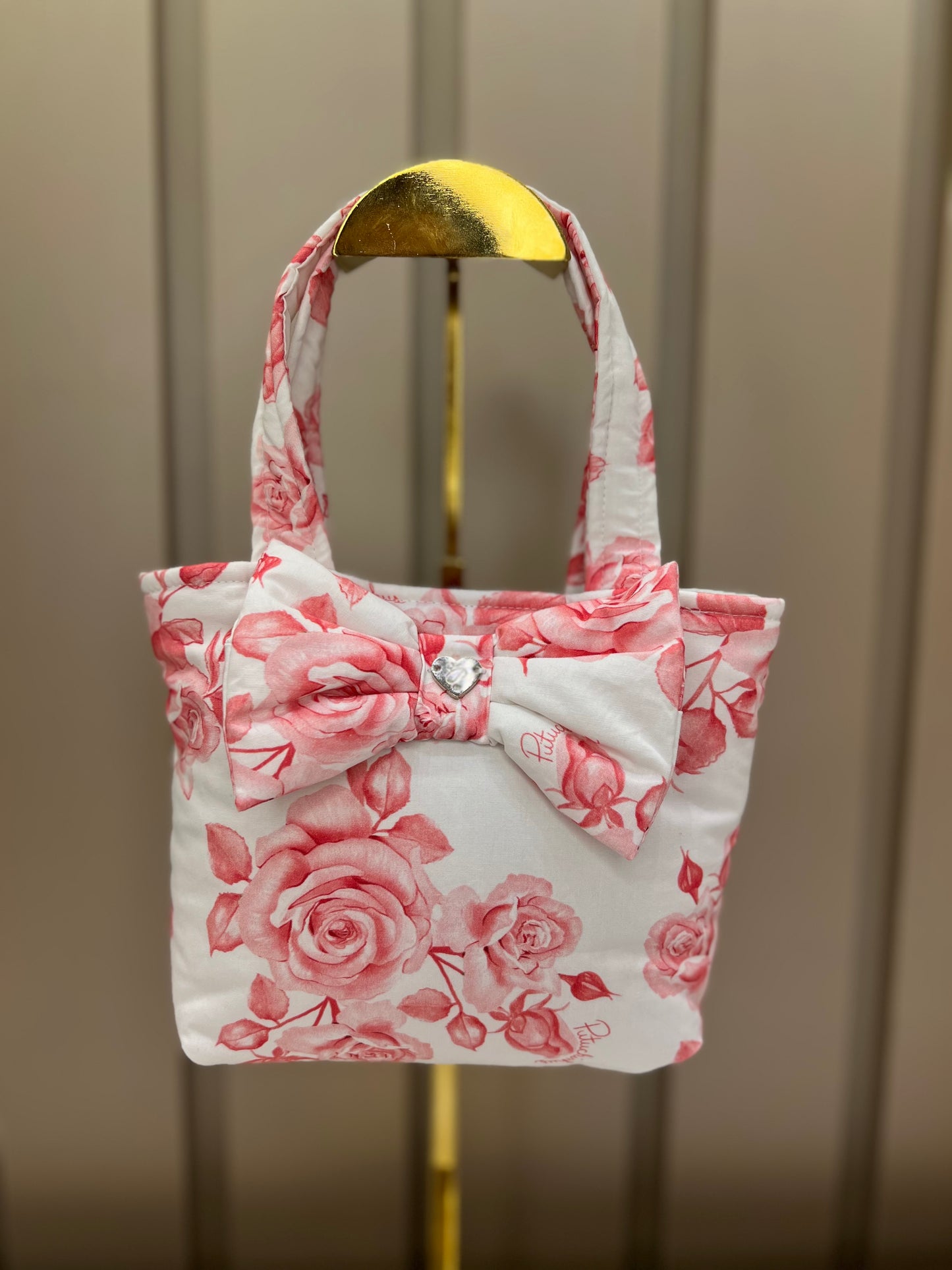 Bolsa Infantil Algodão Laços Florais Rosa - Pituchinhus