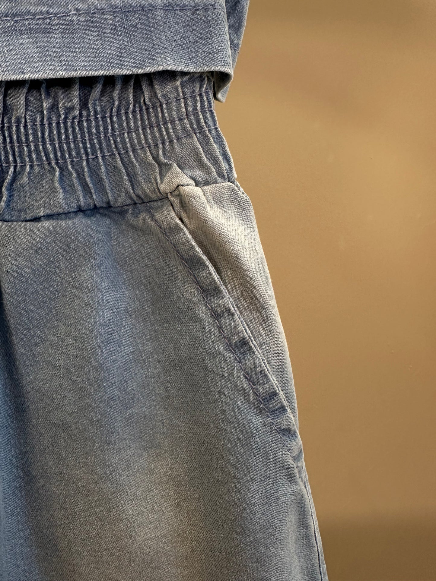 Conjunto Infantil Cropped Maxi Laço Renda e Calça Wide Jeans - Gabriela Aquarela