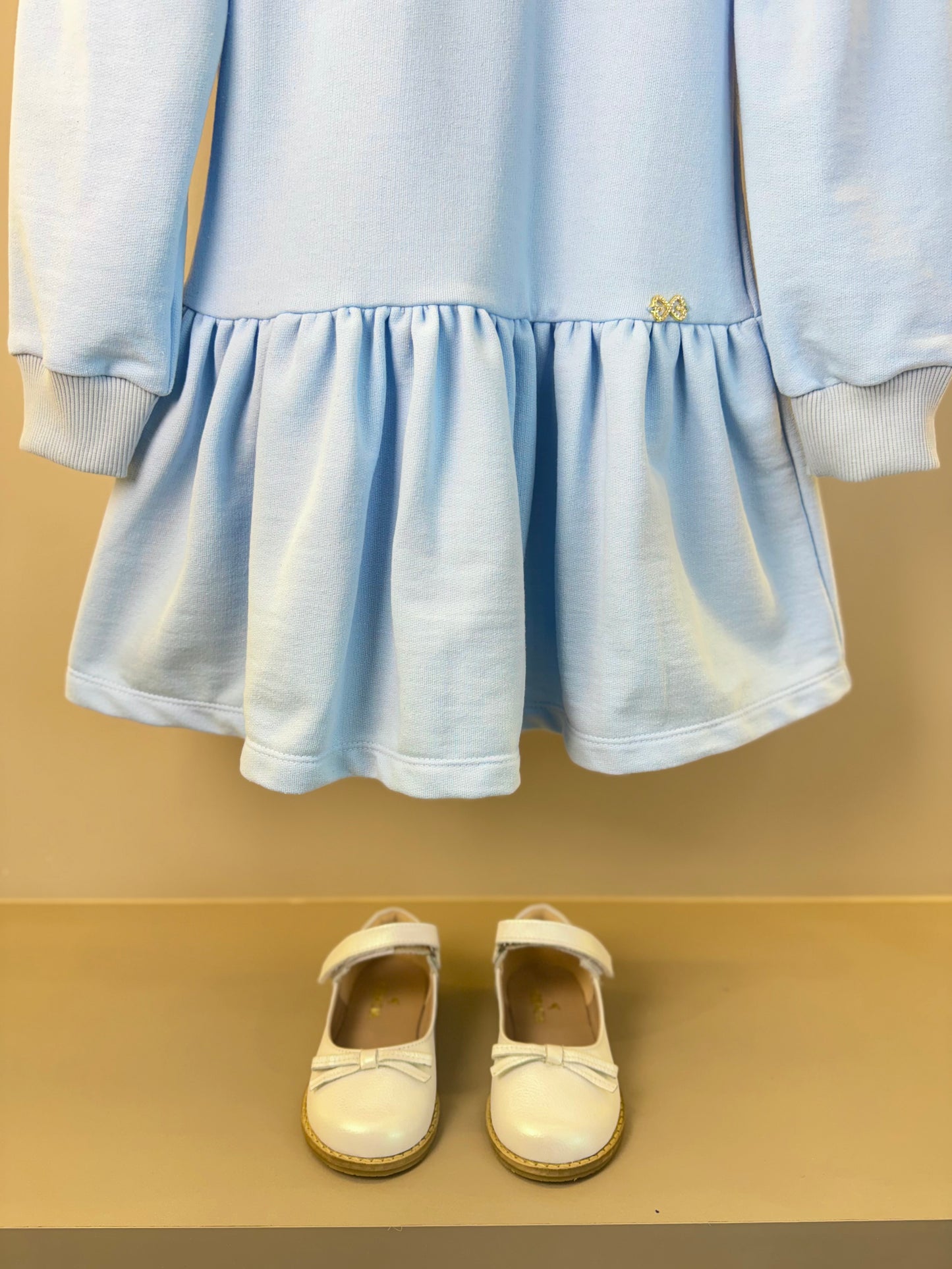Vestido Infantil ML Babadinho Flores Bordados Azul - Luluzinha