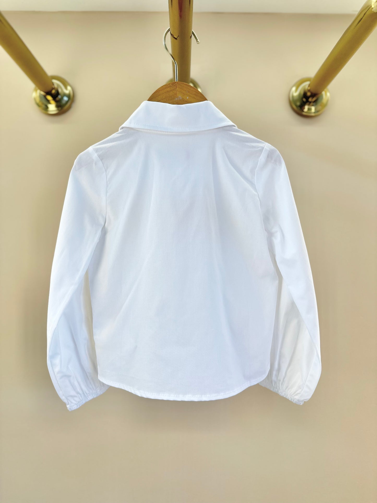 Camisa Infantil Algodão Cristais e Patche Ursinha Branca - Pituchinhus