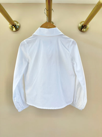 Camisa Infantil Algodão Cristais e Patche Ursinha Branca - Pituchinhus