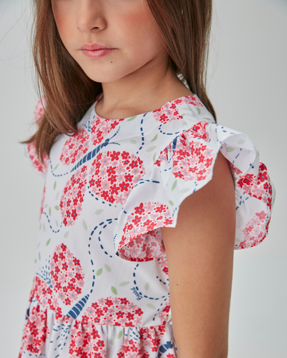 Vestido Infantil Algodão Rodado Estampado Detalhe nas Costas - Beabá