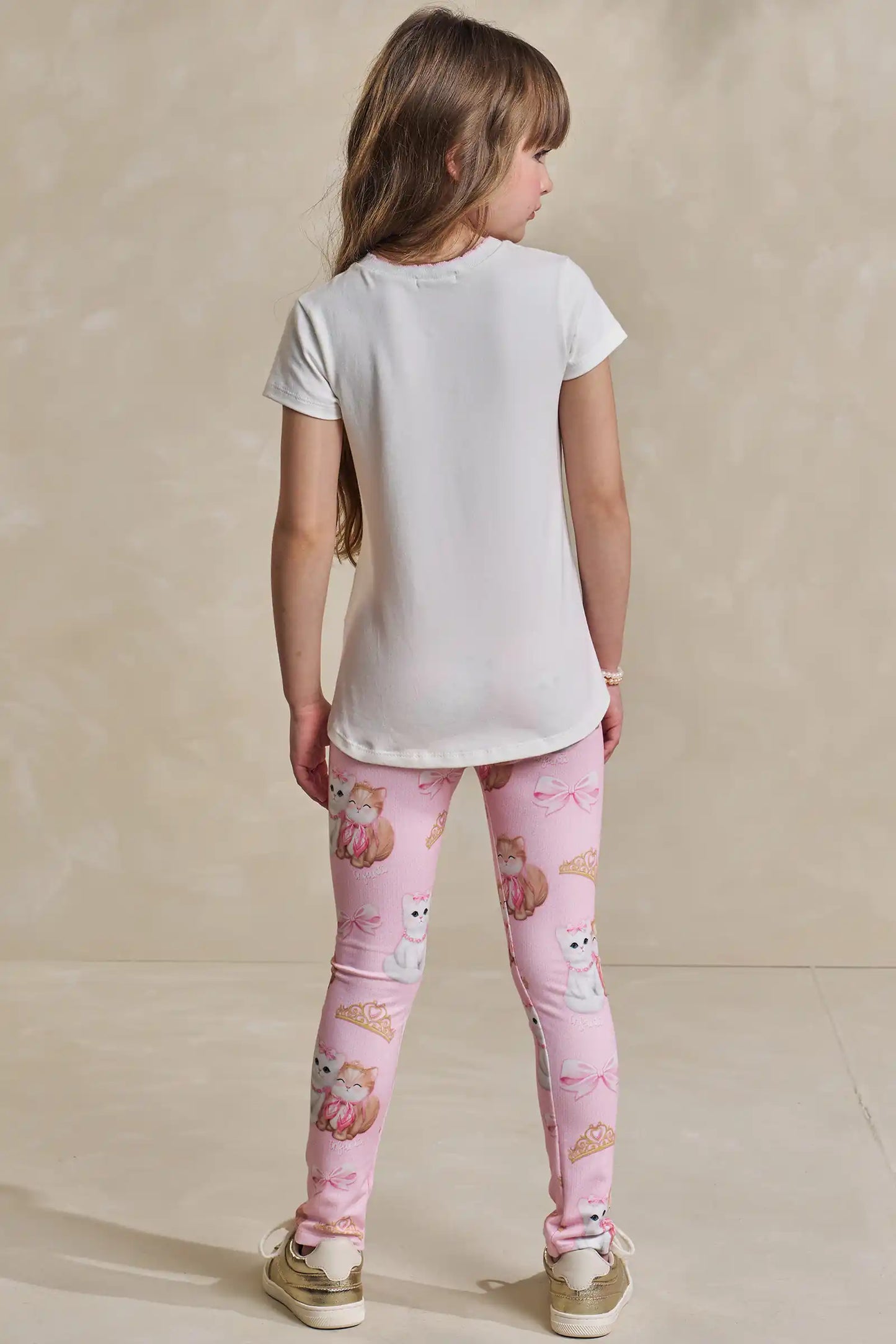 Conjunto Infantil Blusa Puppy And Kitten e Calça Estampada Rosa Claro - Infanti