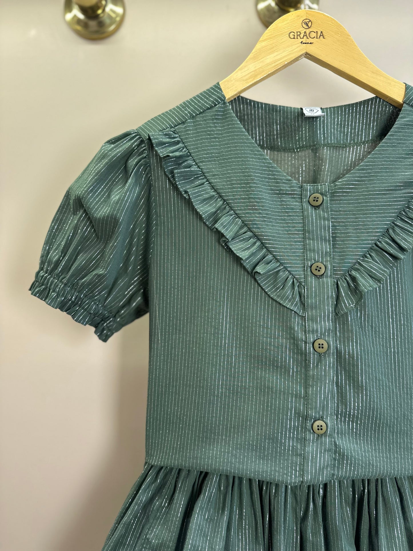 Conjunto Teen Blusa e Shorts Voil Lurex Verde Oliva - Two In