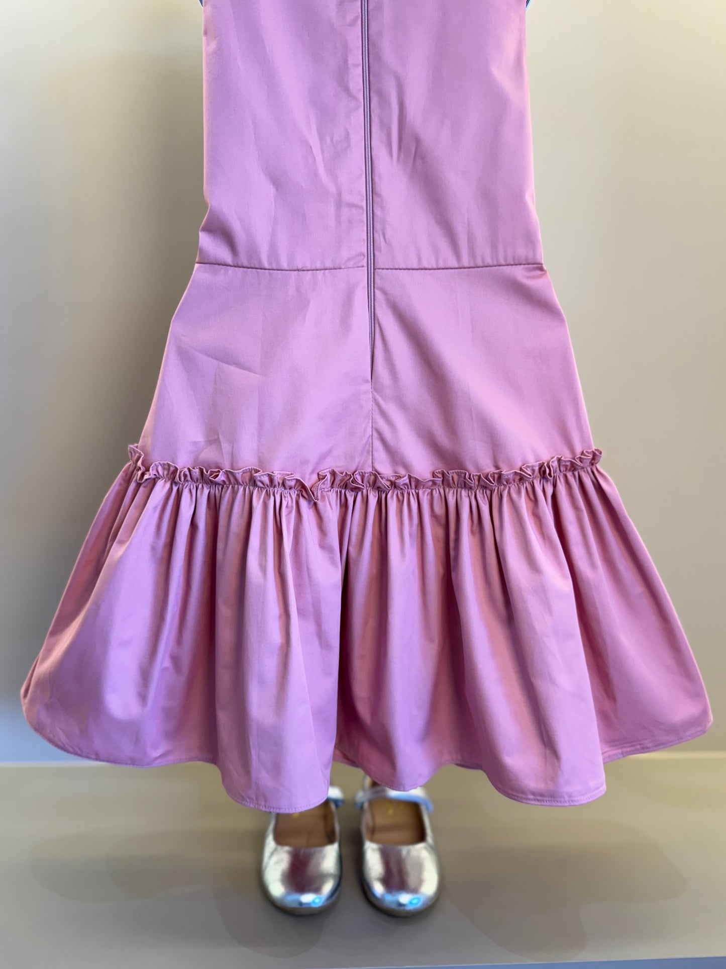 Vestido Infantil Algodão Laço Strass Ombro Rosé - Petit Cherie