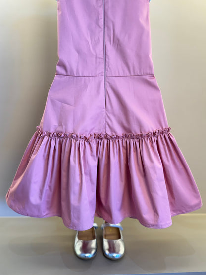 Vestido Infantil Algodão Laço Strass Ombro Rosé - Petit Cherie