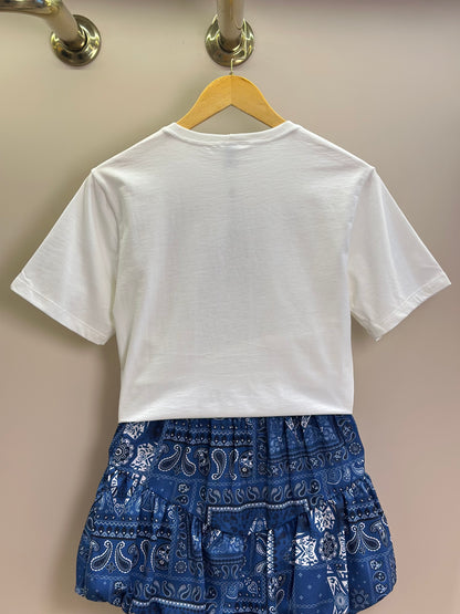 Conjunto Teen Camiseta Over e Saia Balonê Paisley Jeans - Two In